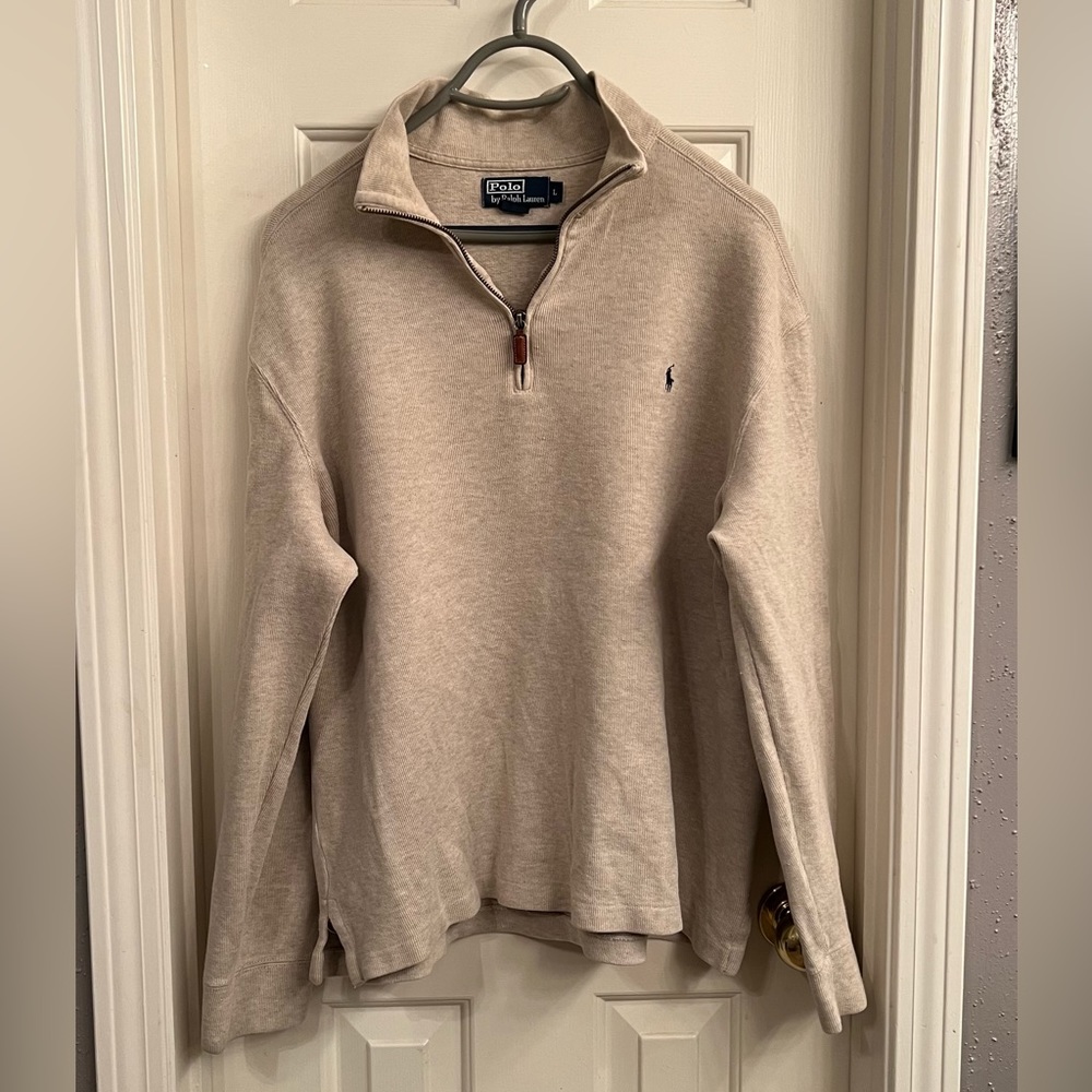 Men’s Polo Sweater Large light beige